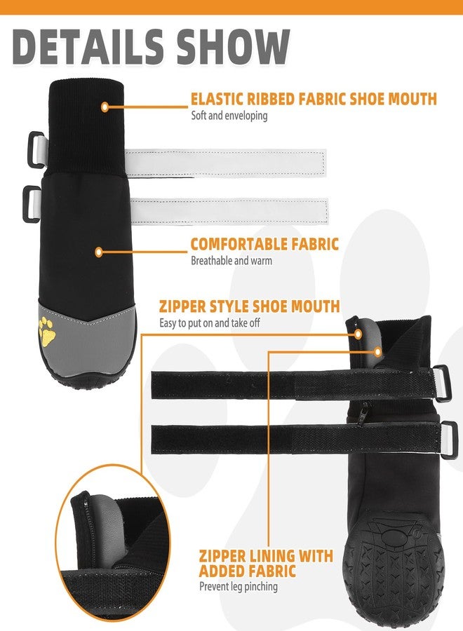 كولتيل أحذية كولتايل للكلاب الكبيرة والكبيرة جدًا: أحذية مقاومة للماء ومضادة للانزلاق، وواقيات للأقدام، مناسبة للأرضيات الخشبية الصلبة، والاستخدام الخارجي على الأرصفة الساخنة، والمشي لمسافات طويلة في الثلج، لون أسود، مقاس 8 - Image 3